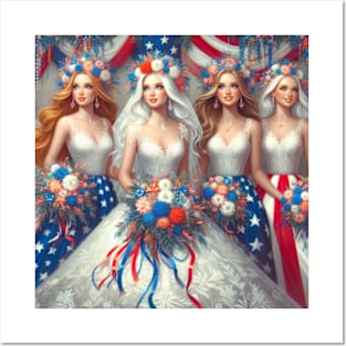 4th of July Bride and Bridesmaids Posters and Art